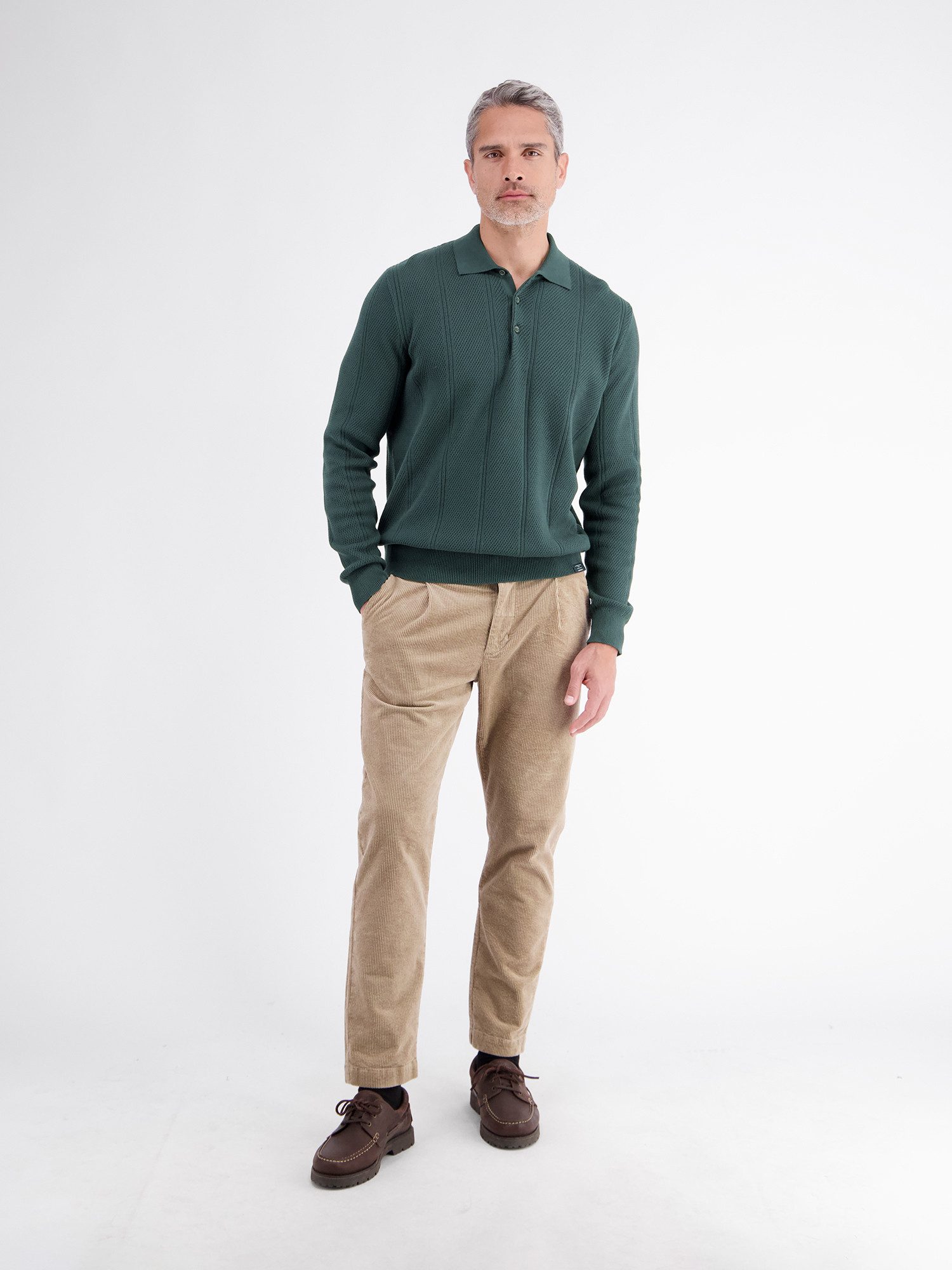LERROS Langarm-Poloshirt Elegantes Langarmpolo mit raffinierten Vertikalstreifen