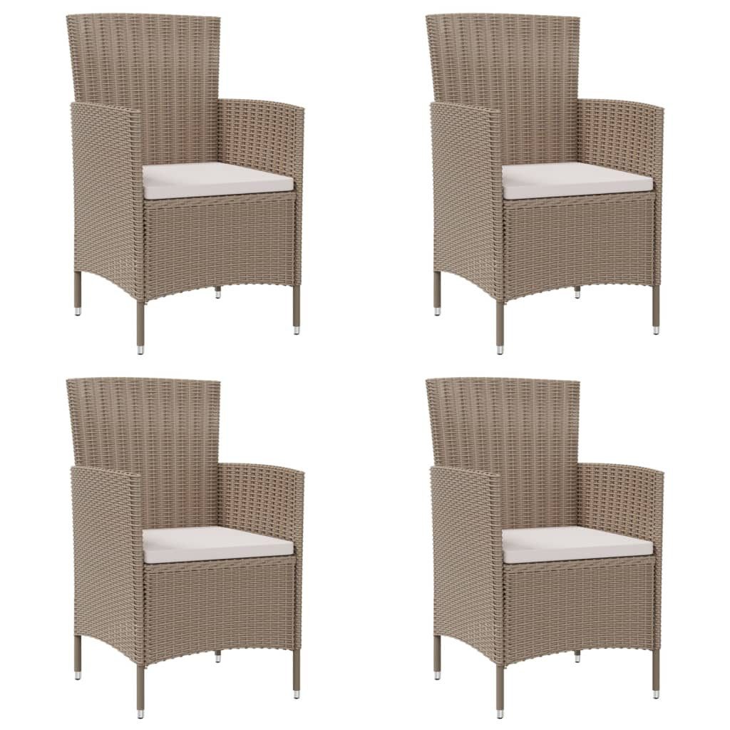 furnicato Gartenstuhl Gartenstühle mit Kissen 4 Stk. Poly Rattan Beige (4 St)