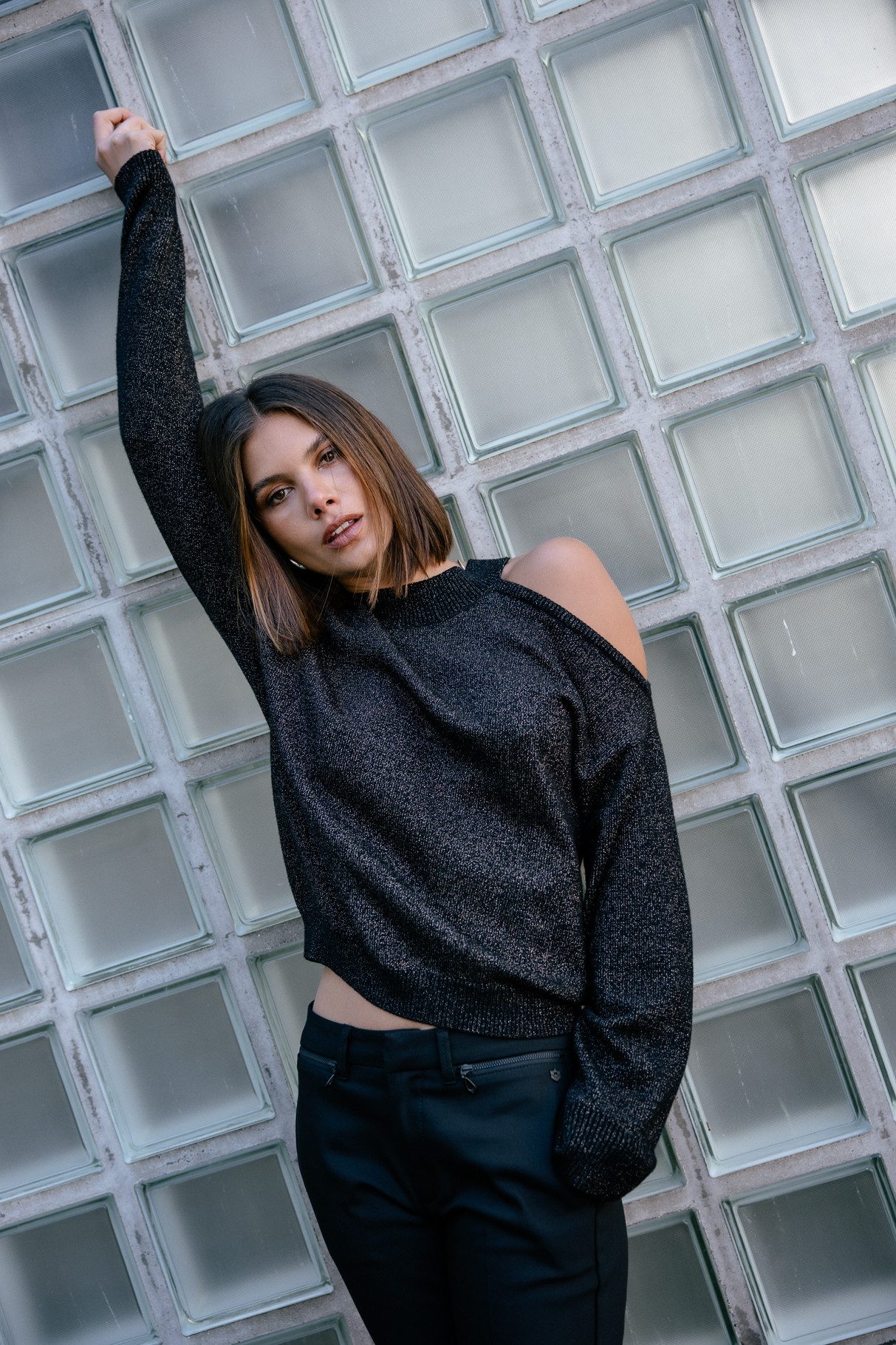 Freeman T. Porter Strickpullover Predige Lurex - Pullover mit freier Schulter