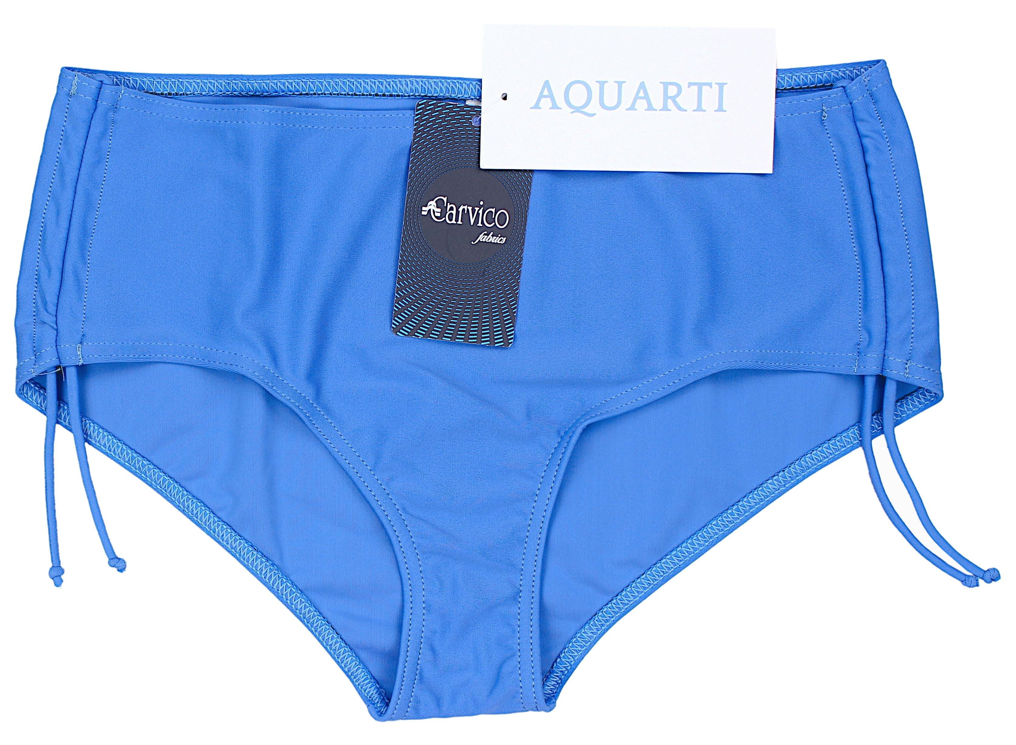 Aquarti Raffung Bikinihose mit und Aquarti Damen Bikini-Hose Schnüren Jeansblau