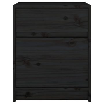 vidaXL Nachttisch Nachtschrank Schwarz 40x31x50 cm Massivholz Kiefer (1-St)