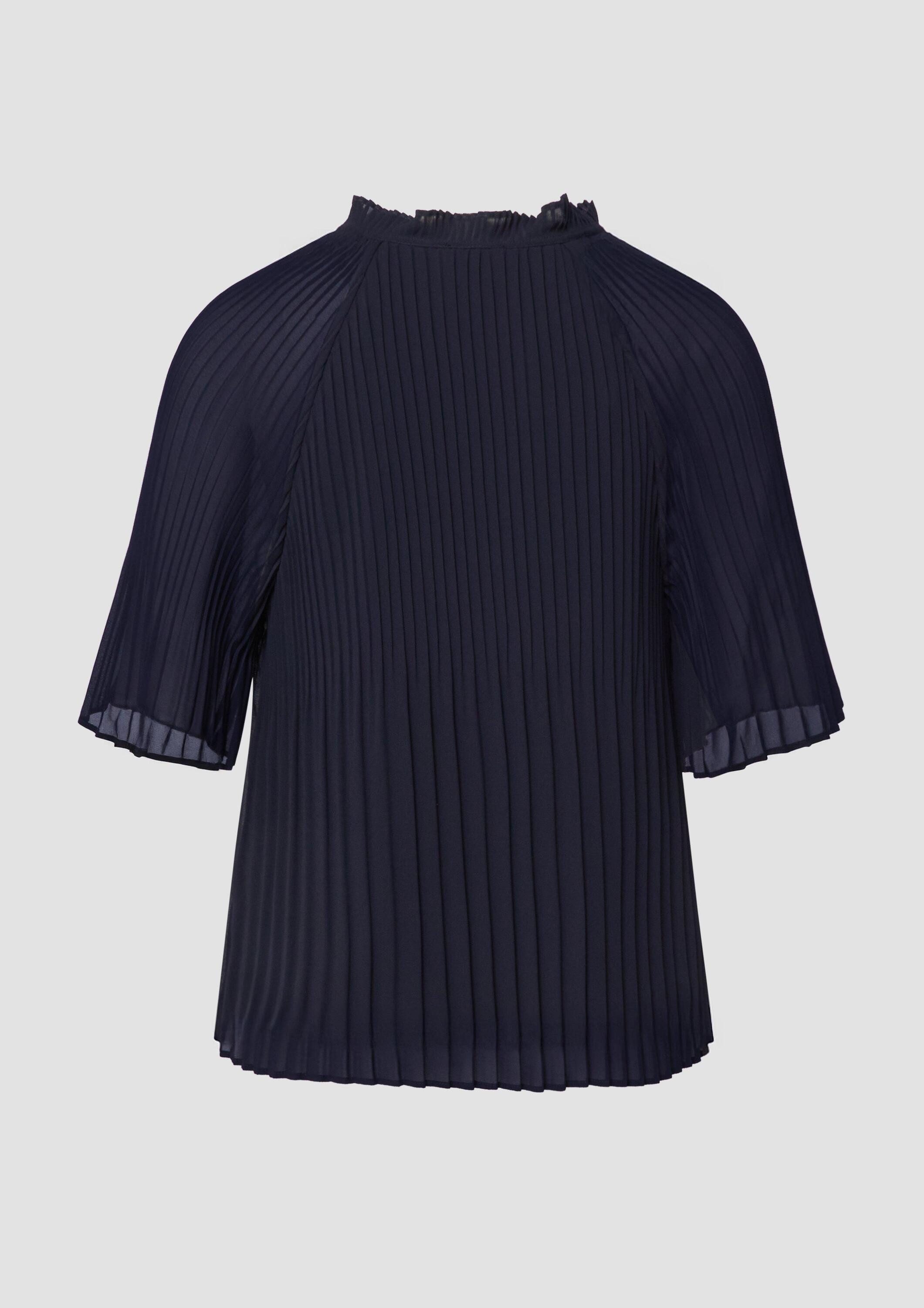 s.Oliver Kurzarmbluse Bluse Festliche Chiffon-Bluse mit Plissee und Rüschen
