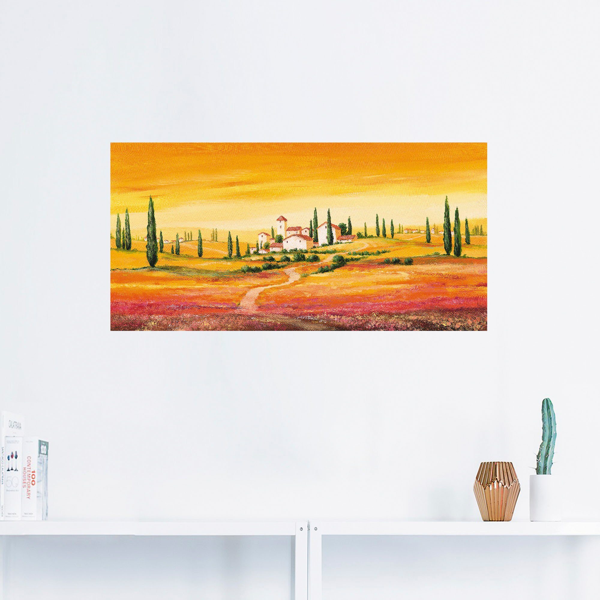 Wandbild (1 Traumhafte toskanische Poster Landschaft, als Wandaufkleber Europa Artland Leinwandbild, versch. Größen St), in Alubild, oder