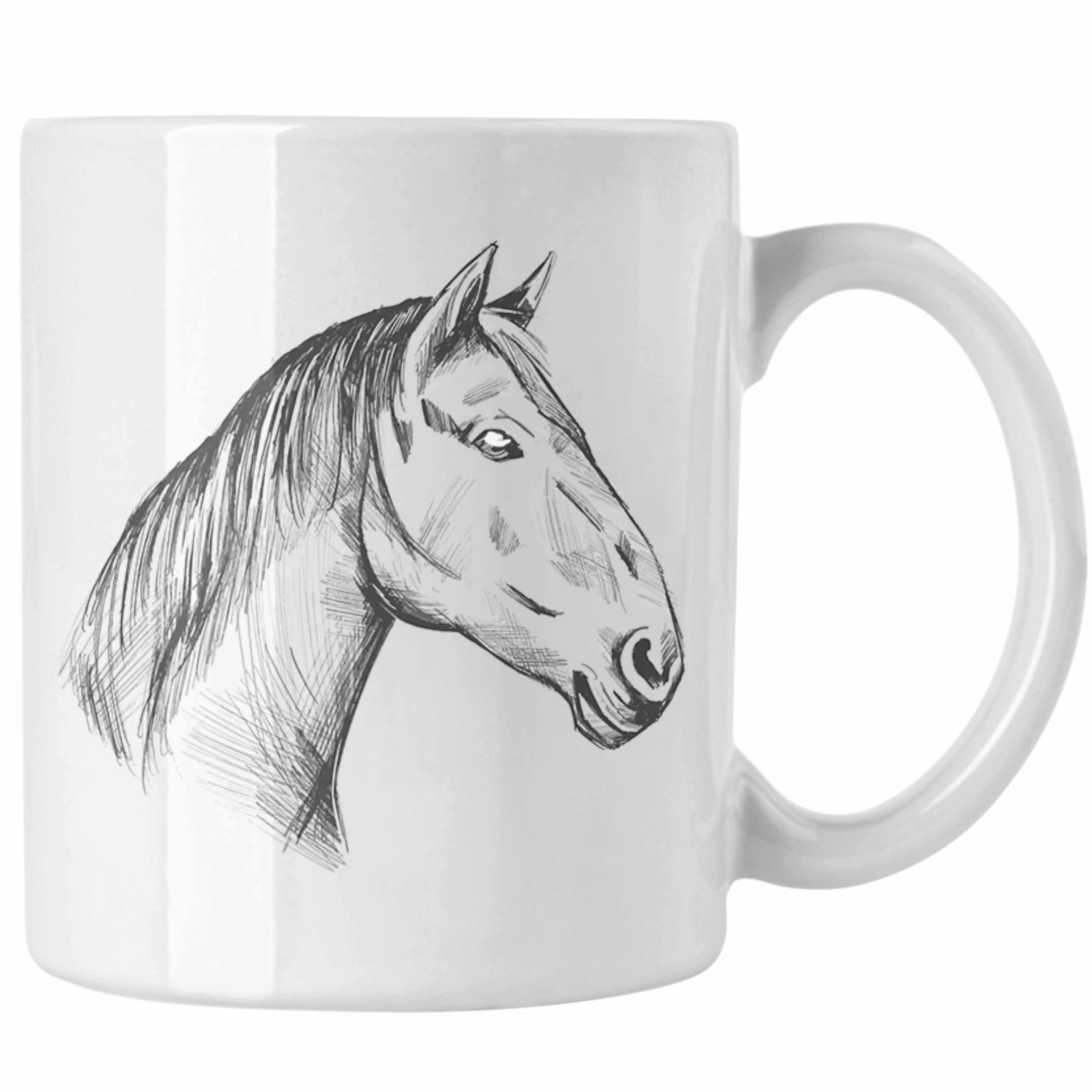 Trendation Tasse Pferde Tasse Lustig Reiterin Geschenk Pferde Geschenke Mädchen Pferdeliebhaber Weiss