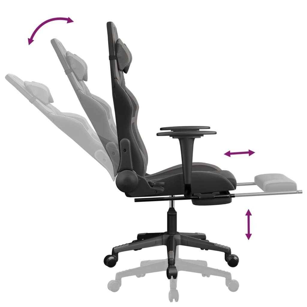 furnicato Gaming-Stuhl mit Grau Kunstleder Massage St) Fußstütze & (1 & Schwarz