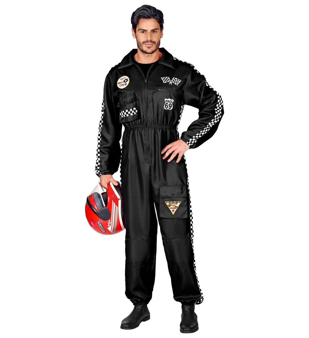 Widmann S.r.l. Kostüm Rennfahrer Overall Herren schwarz