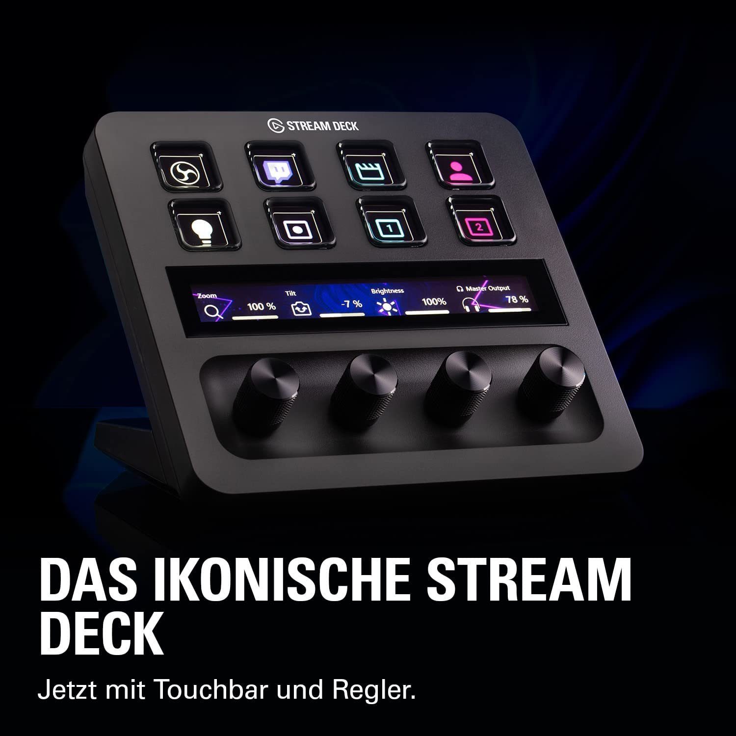 Integrated Deck Media Keys, Keys Elgato Hotkeys +, Stream Backlit, and Stand, Streaming-Box Customizable