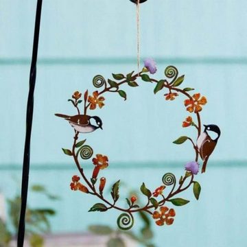 Fivejoy Dekokranz Dekokranz Deko-Kranz Türkranz aus Metall, mit Blätter Blumen und Vögelchen Motiv
