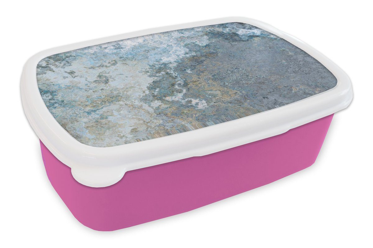 MuchoWow Lunchbox Stein - Rost - Vintage, Kunststoff, (2-tlg), Brotbox für Erwachsene, Brotdose Kinder, Snackbox, Mädchen, Kunststoff rosa