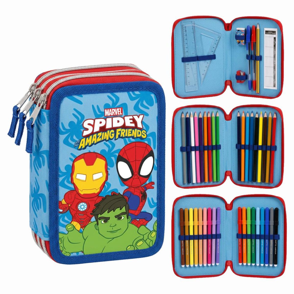 MARVEL Federmäppchen Kinder Schüleretui mit Zubehör Schule