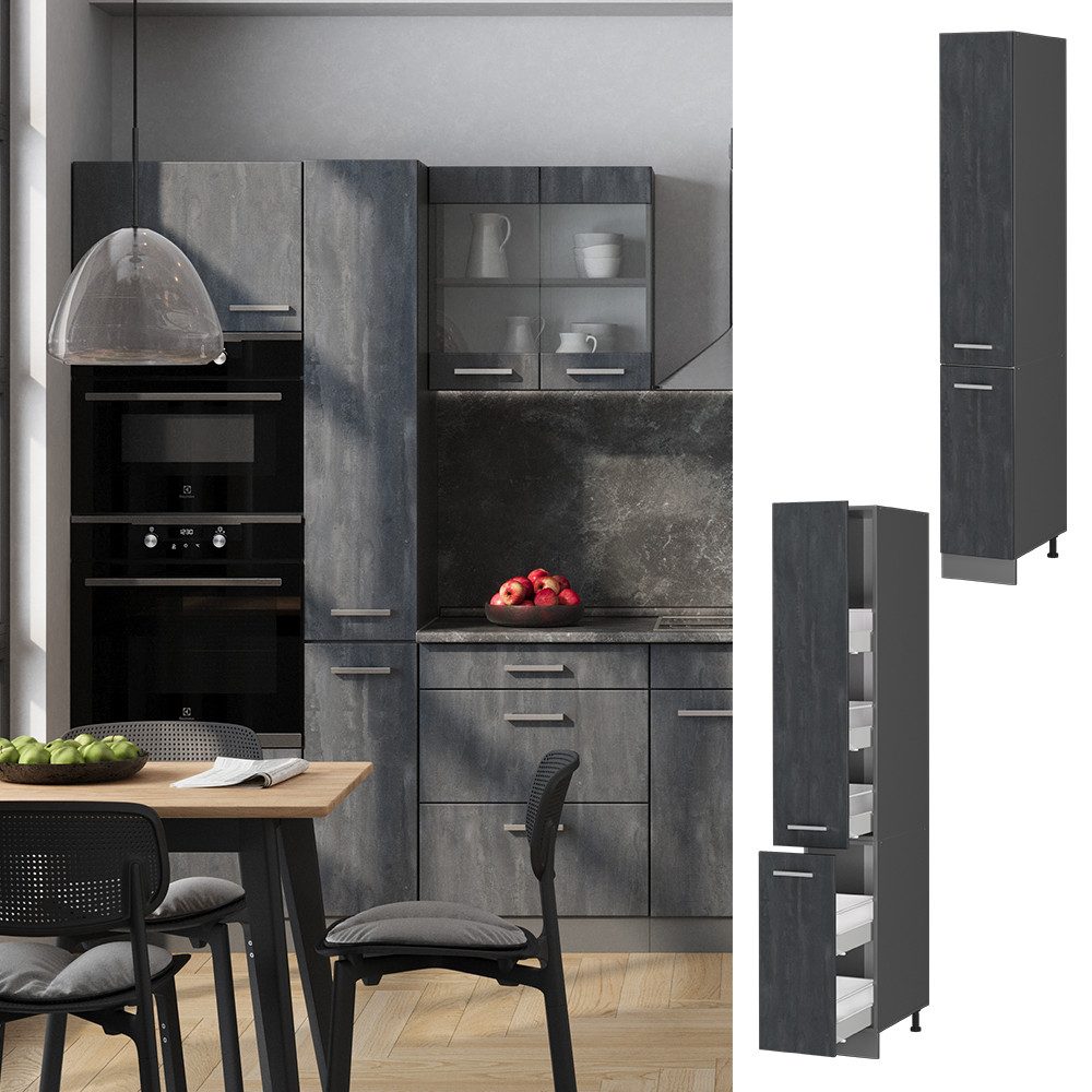 Vicco Hochschrank R-Line, Schwarz Beton/Anthrazit, 30 günstig online kaufen