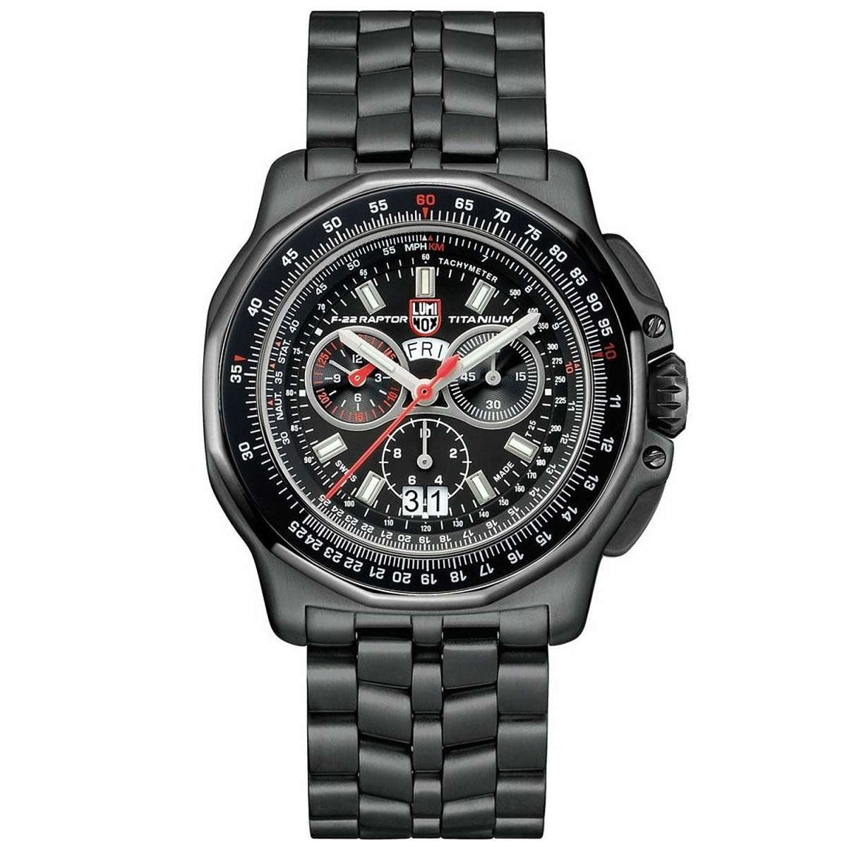 Luminox Quarzuhr XA.9272, Herrenuhr Chronograph für Piloten Titan F-22 Raptor