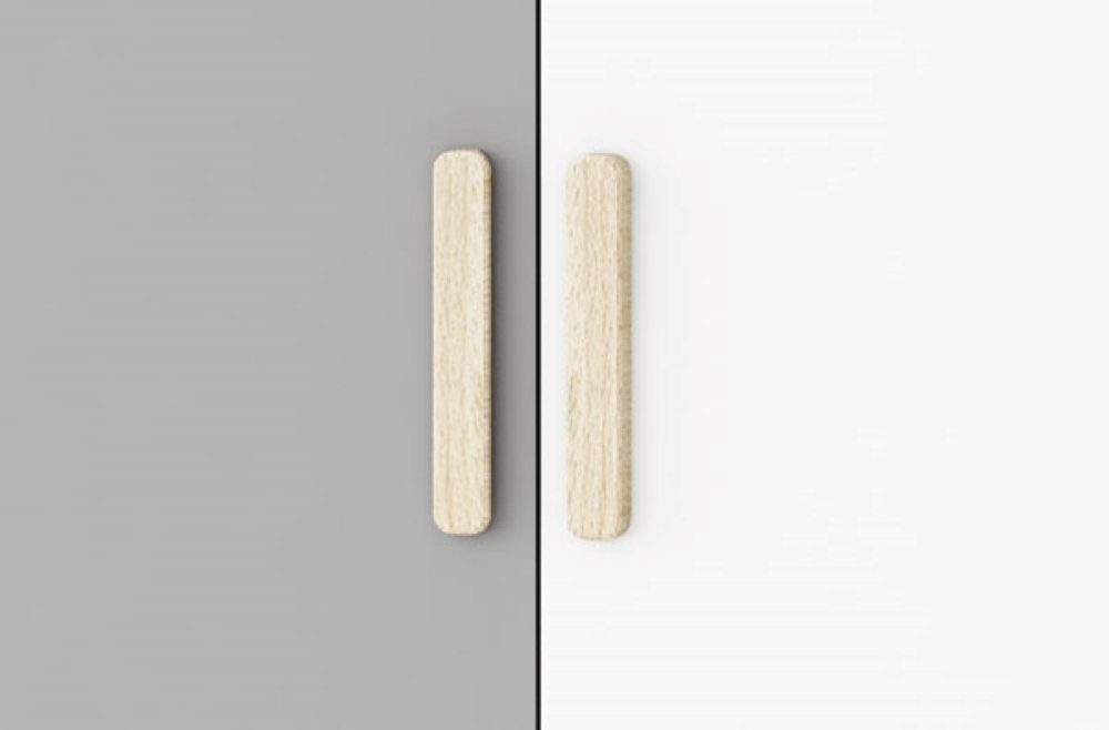 Feldmann-Wohnen Kommode Pok (Pok, 1 St., Kommode mit 3 Schubladen), 100cm graphit / grau / weiß / Buche Ibsen 3 Schubladen