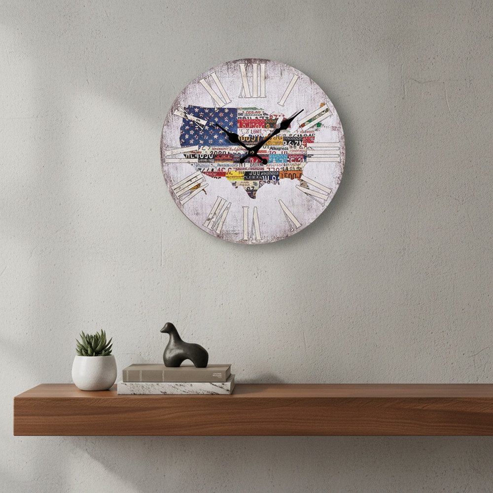 Mucola Wanduhr Dekouhr Shabby Chic Wand Runde Uhr Wohnzimmer Deko Quartz Uhr Bürouhr (Hochwertiges Uhrwerk für mehr Präzision)