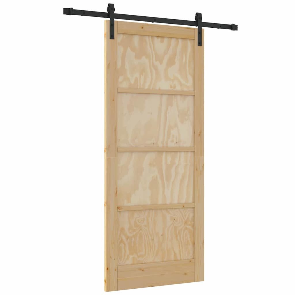 vidaXL Haustür Schiebetür Natur und Schwarz 86 x 198,5 cm (1-St)
