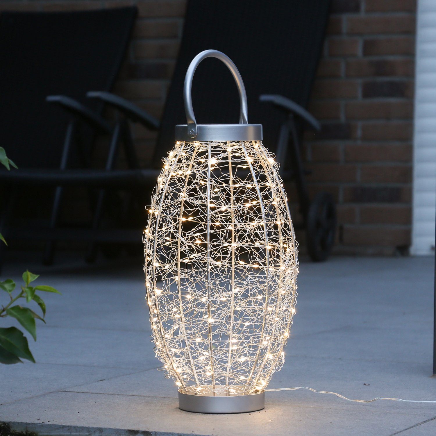 MARELIDA LED Laterne »LED 3D Laterne Drahtleuchte H:40cm 150 warmweiße LED  outdoor silberner Draht« online kaufen | OTTO