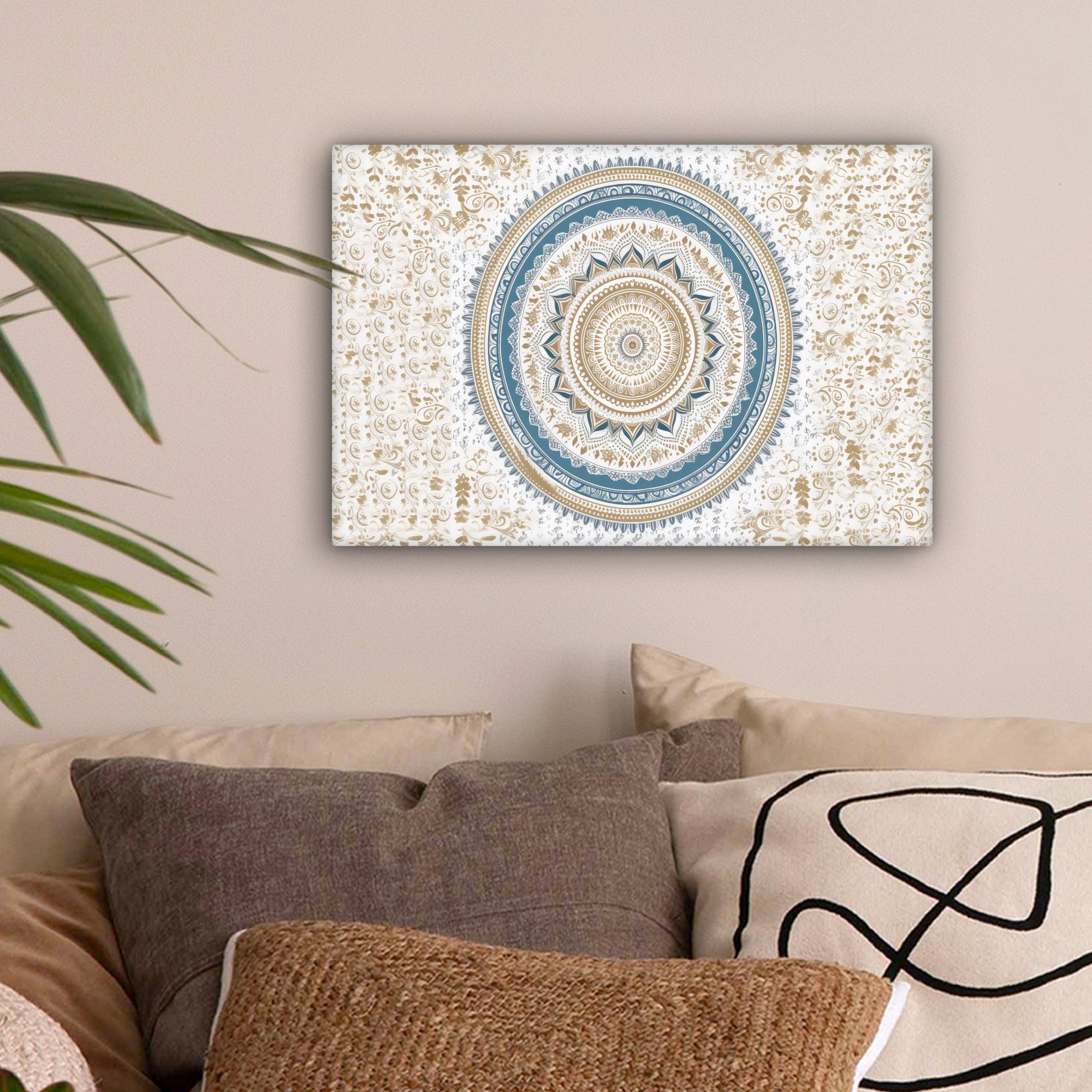 OneMillionCanvasses® Leinwandbild Mandala - Blau - Bohème - Weiß - Design, günstig online kaufen