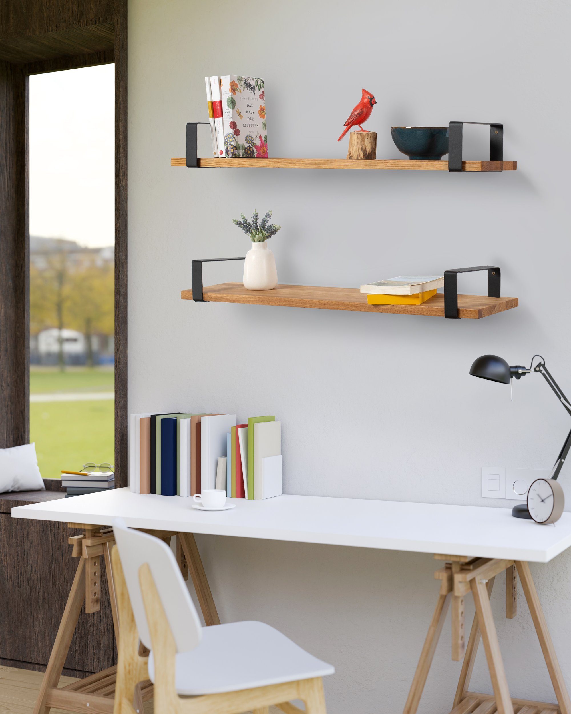 Rikmani Wandregal MOS Schweberegal Eiche schwarz