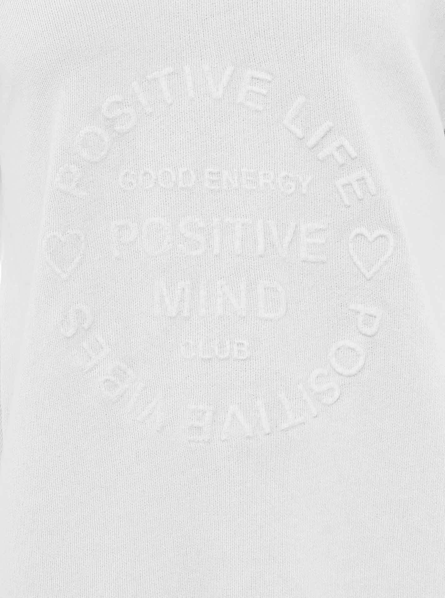 Zwillingsherz Sweatshirt "Positive Mind" ausgefranster V-Ausschnitt, Used Look, Langarm, Schriftzug – Bild 5 von 5