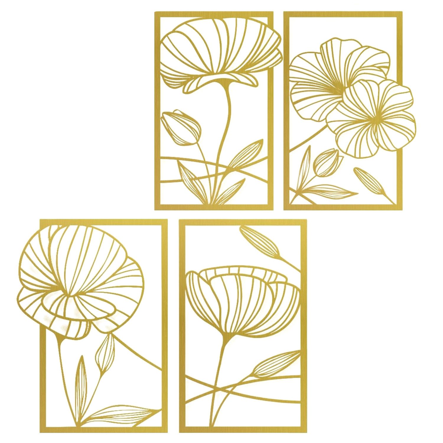 NUODWELL Wanddekoobjekt 4 Stück Metall Lotusblume Wanddekoration, Abstrakte günstig online kaufen