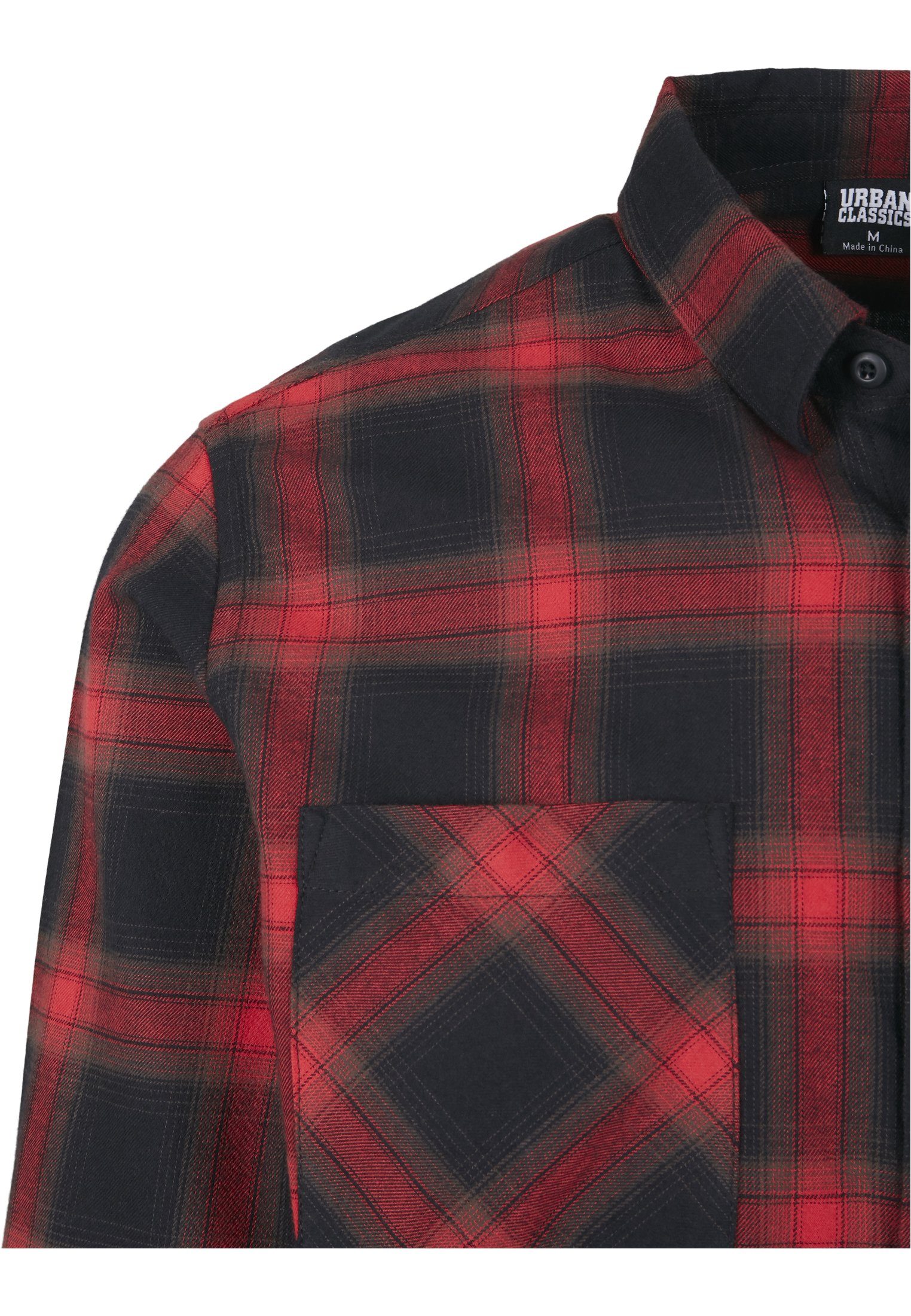 URBAN CLASSICS Langarmshirt Herren Checked (1-tlg) 6 black/red Flanell Shirt