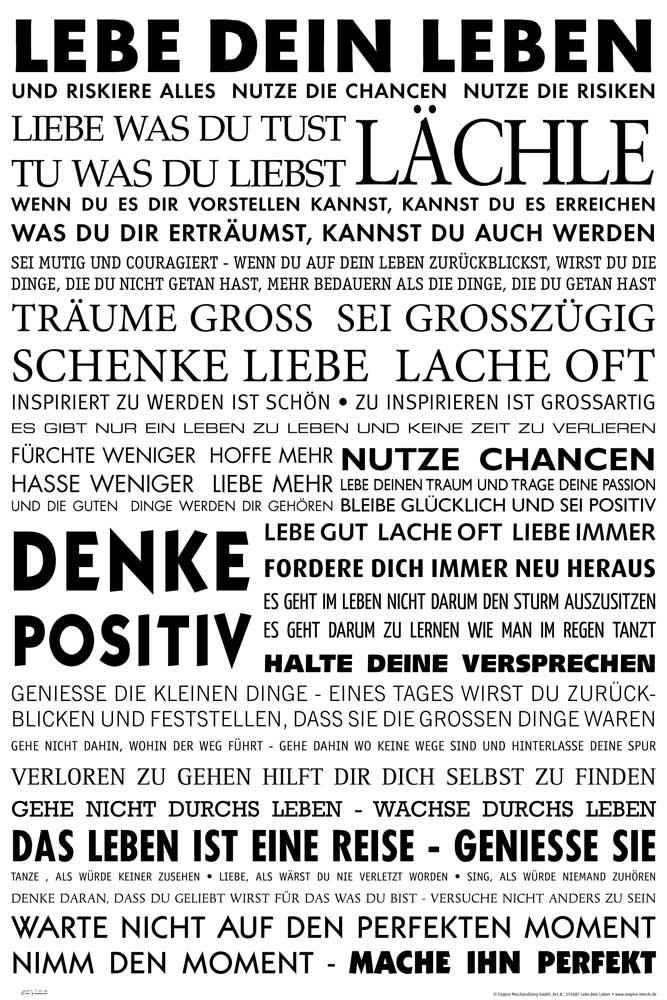 empireposter Poster Motivational - Lebe Dein Leben Motivations-Poster, Kunstdruck 61x91,5 cm