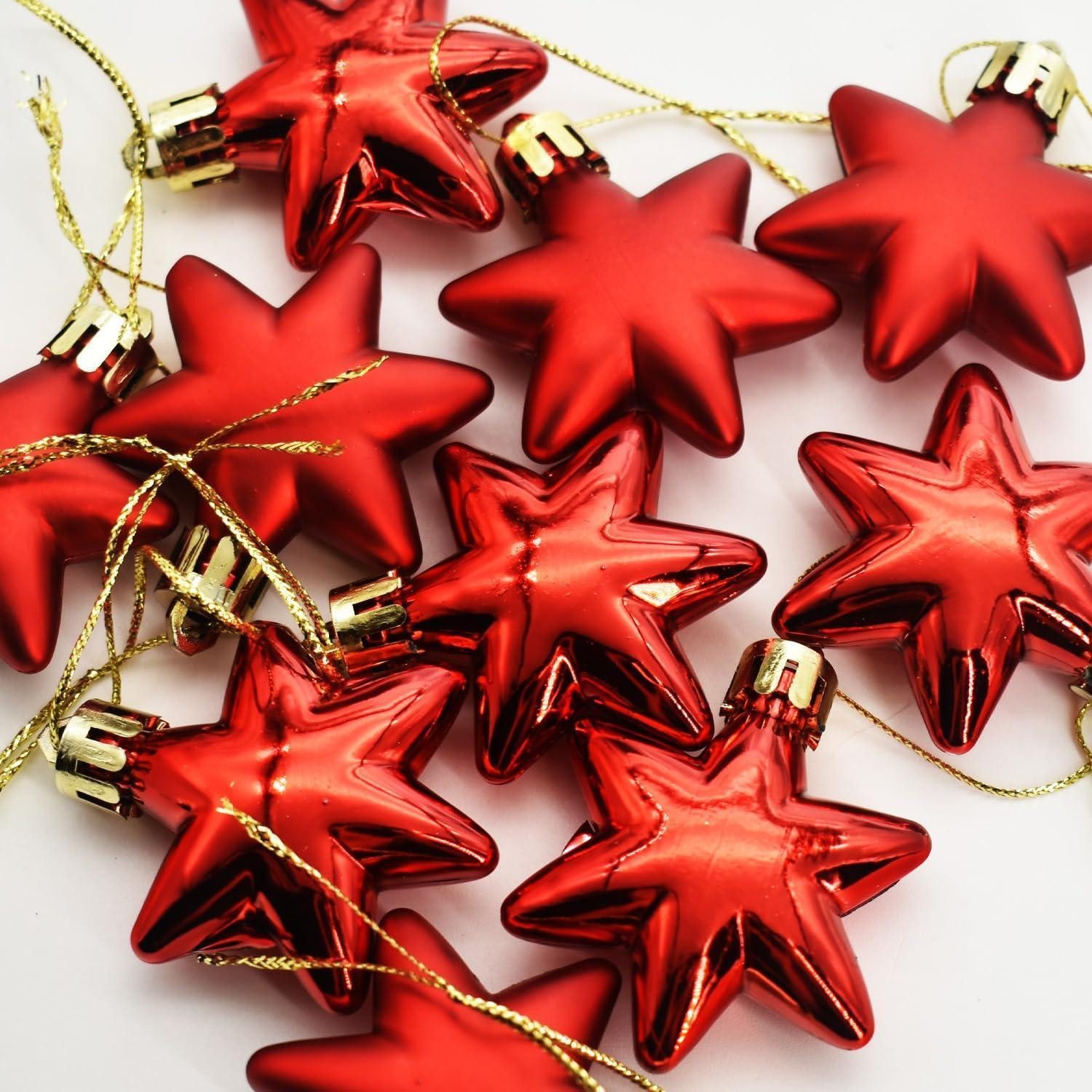 LuxusKollektion Christbaumschmuck Christbaumschmuck Sterne 12er Set Rot 2026