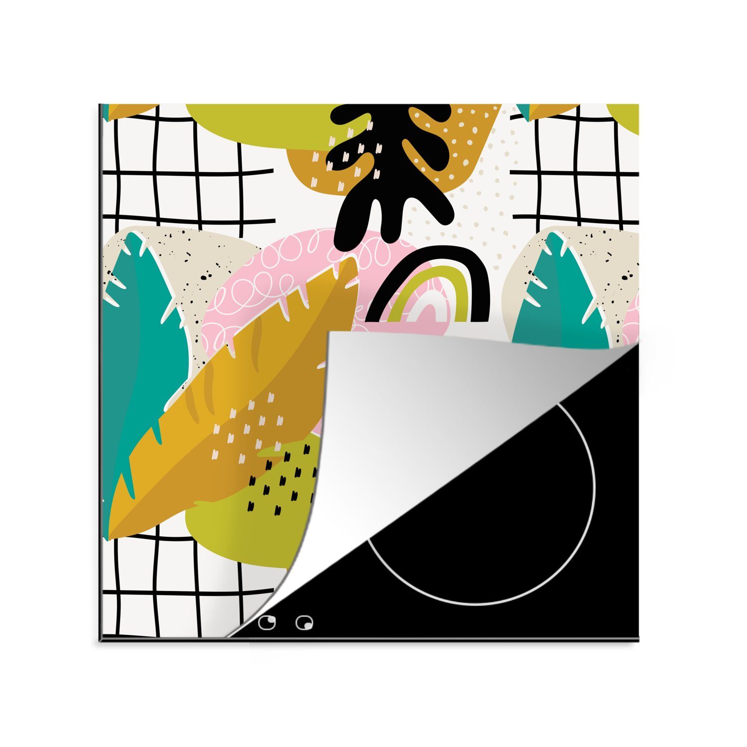 MuchoWow Herdblende-/Abdeckplatte Blatt - Dschungel - Muster, Vinyl, (1 tlg), 78x78 cm, Ceranfeldabdeckung, Arbeitsplatte für küche