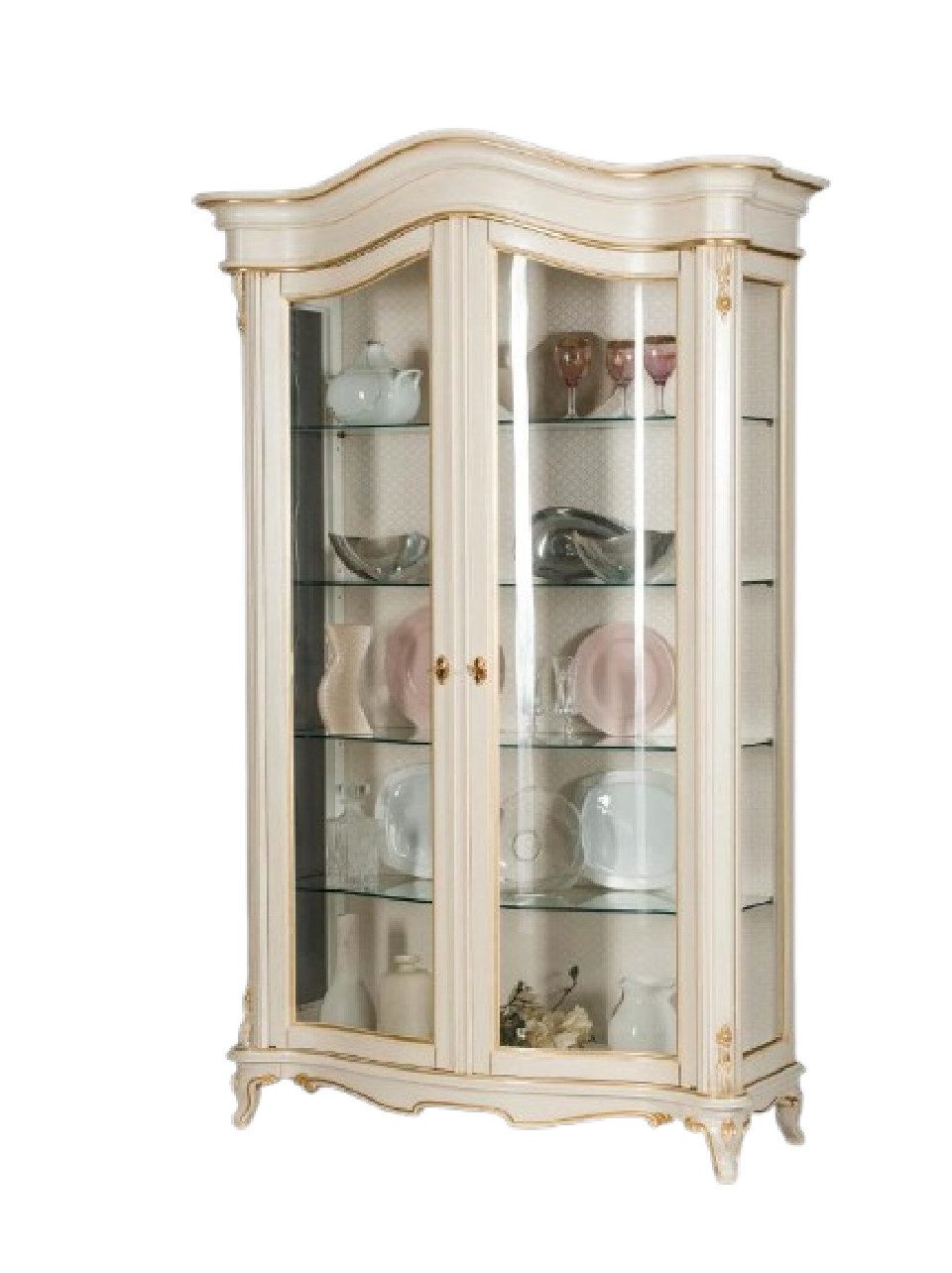 Xlmoebel Vitrine Glasvitrine Wohnzimmerschrank aus Holz Anrichte Italienische Möbel (1-St., Vitrine) Hergestellt in Europa