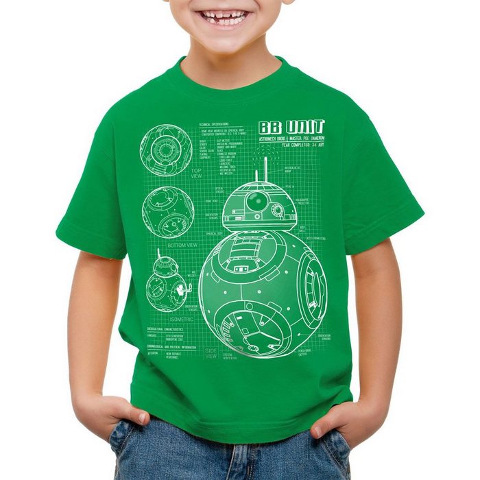 style3 Print-Shirt Kinder T-Shirt BB Unit blaupause astromech droide