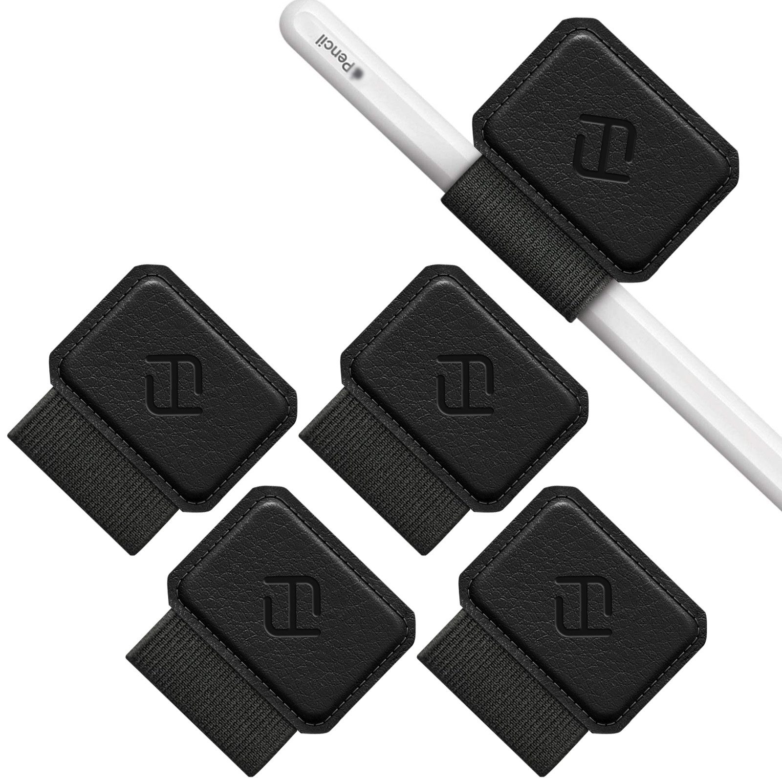 Fintie Stifthülle 4 Stück Stifthalter Selbstklebend für Apple Pencil und Stylus Stift, Elastisch Kunstleder Pen Loop Holder für Notizbuch, Kalender, Tablet