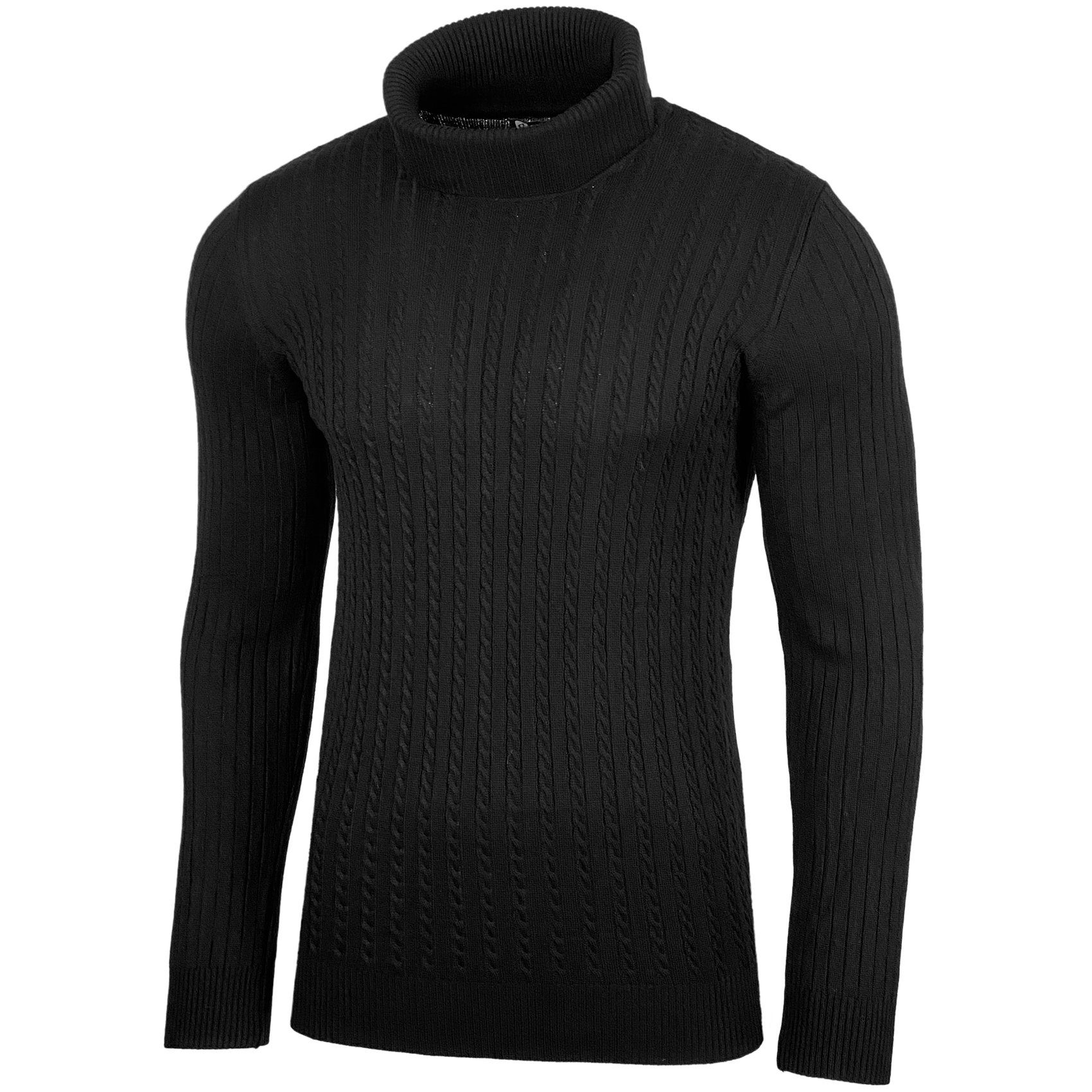 Baxboy Strickpullover BAXBOY Herren Feinstrick Rollkragen Pullover BB-1732 Schwarz