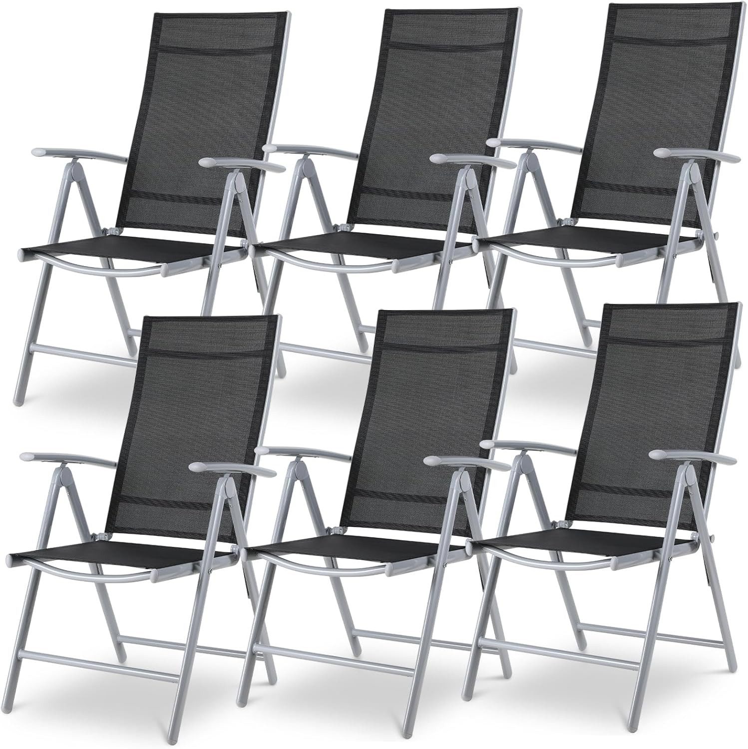 TLGREEN Gartenstuhl Hochlehner 6er Set, Aluminium günstig online kaufen