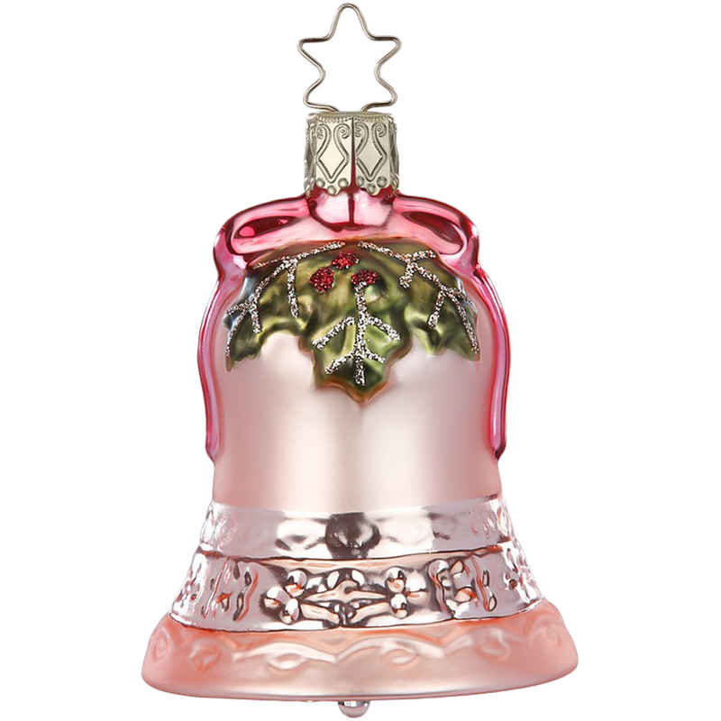 INGE-GLAS® Christbaumschmuck Glocke zarter Klang, Weihnachtsglocke 9cm (1-tlg), mundgeblasen, handbemalt