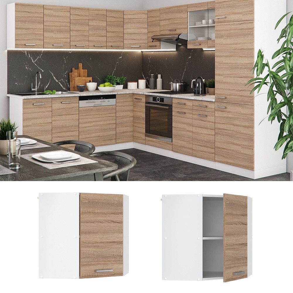 Vicco Eckhängeschrank R-Line, Sonoma/Weiß, 57 cm (1-St)