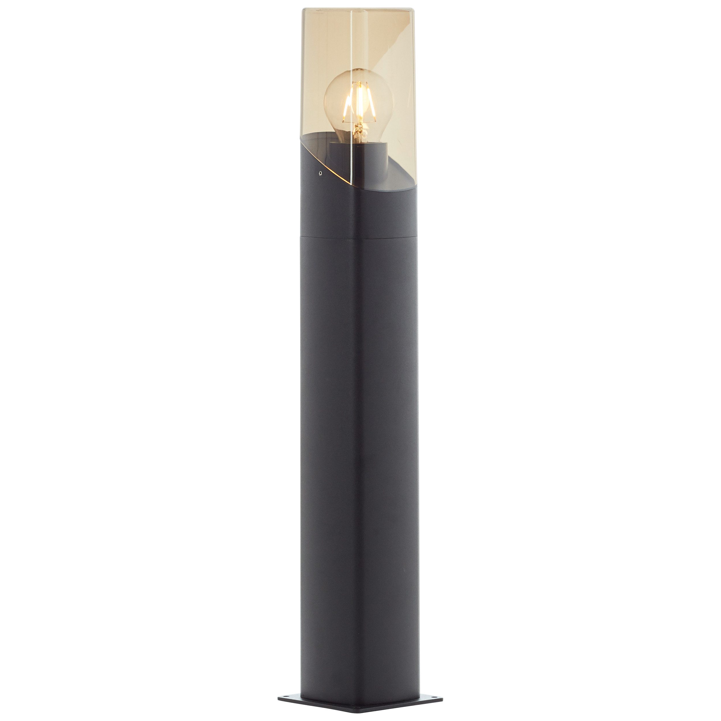 Brilliant Außen-Stehlampe Minou, ohne Leuchtmittel, Außenstandleuchte, 60 cm, E27, Alu-Druckguss, schwarz/rauchglas