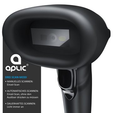 Aplic Handscanner, (Wireless Barcode Scanner 2.4 GHz 1D 2D, 2000 mAh, inkl. Standfuß)