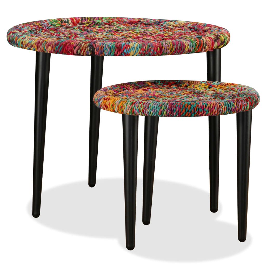 vidaXL Couchtisch 2-tlg. Couchtisch-Set Chindi-Details Mehrfarbig (2-St)