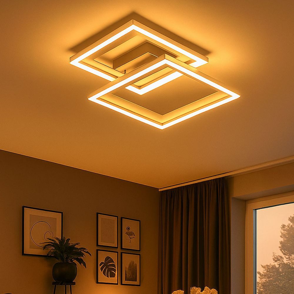 Briloner Leuchten LED Deckenleuchte, LED-Leuchtmittel fest verbaut, Farbwechsel, LED Deckenleuchte Esszimmerlampe Metall Fernbedienung dimmbar L 56,8cm