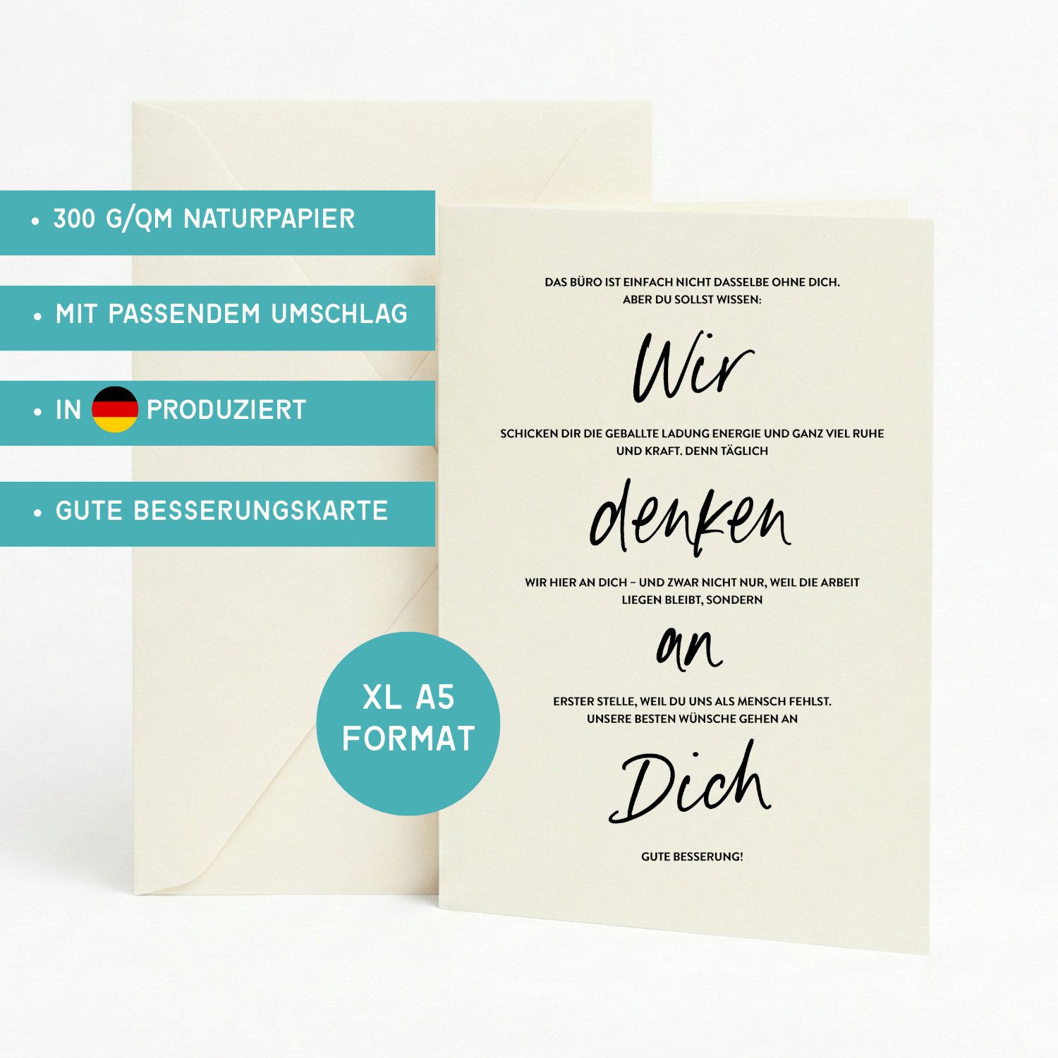 heaven+paper Familienkalender Abschiedskarte Kollegen DIN A5 DENKEN AN DICH, XL Klappkarte, FSC-zertifiziert, Hergestellt in Deutschland