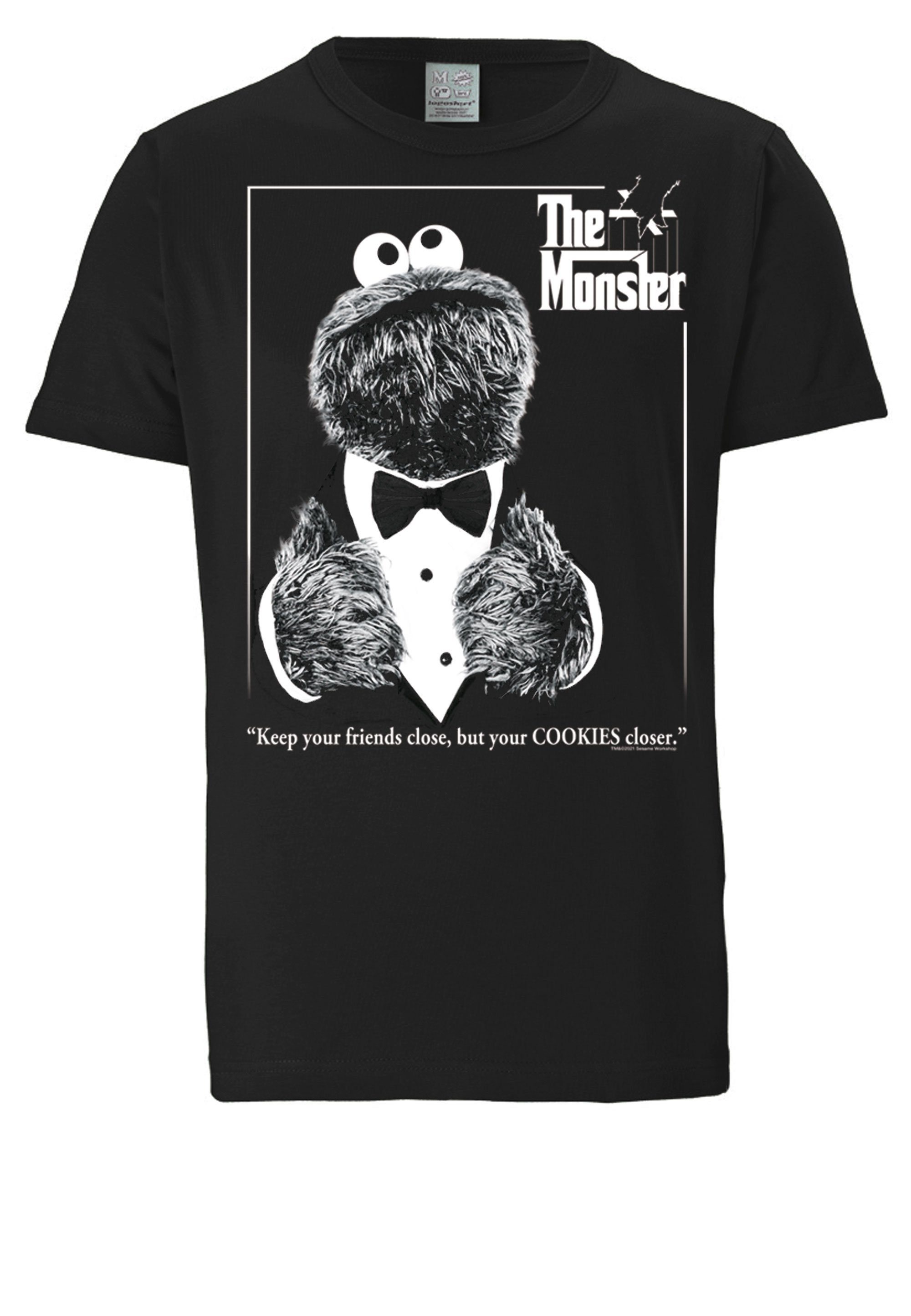LOGOSHIRT T-Shirt Sesamstrasse - Krümelmonster Pate Print lizenziertem mit