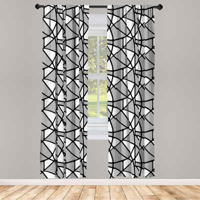 Gardine Vorhang für Wohnzimmer Schlafzimmer Dekor, Abakuhaus, Microfaser, Schwarz-Weiss Thick Dünne Linien Tile
