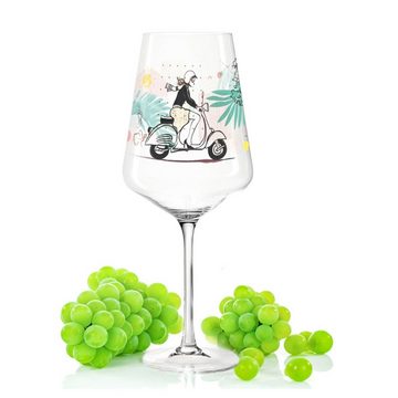 GRAVURZEILE Rotweinglas Leonardo Puccini Weingläser mit UV-Druck - Summer Vibes Design, Glas, Sommerliche Weingläser mit Blumen für Aperol, Weißwein und Rotwein