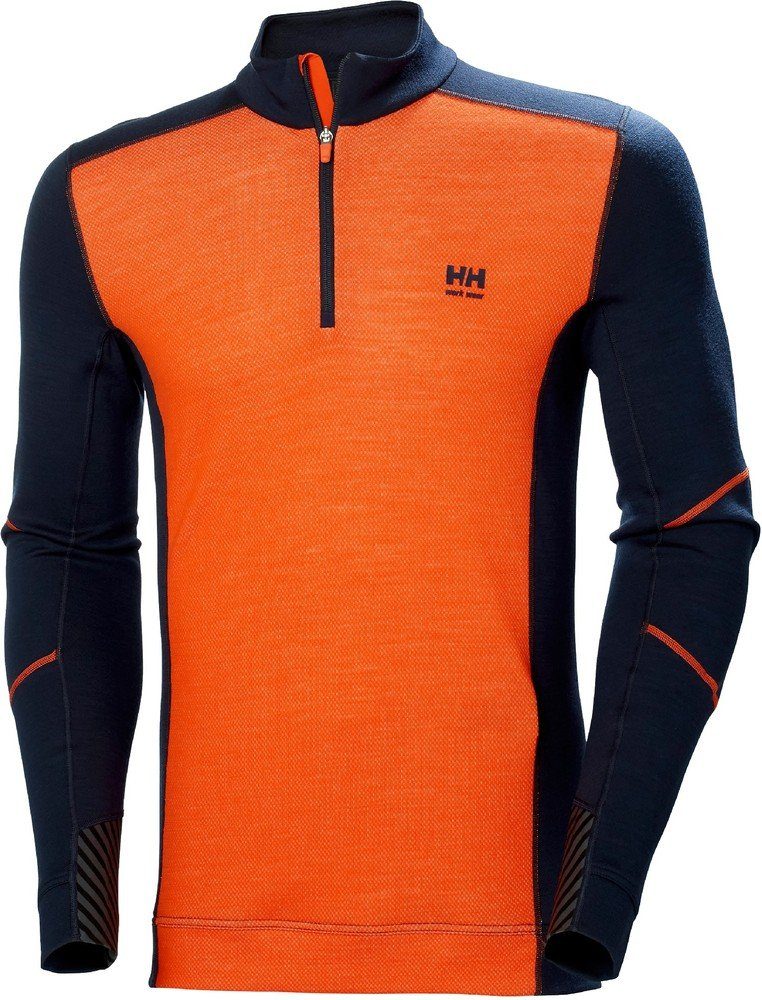 Half Lifa Merino Zip Longsleeve Orange Navy/Dark Helly Hansen