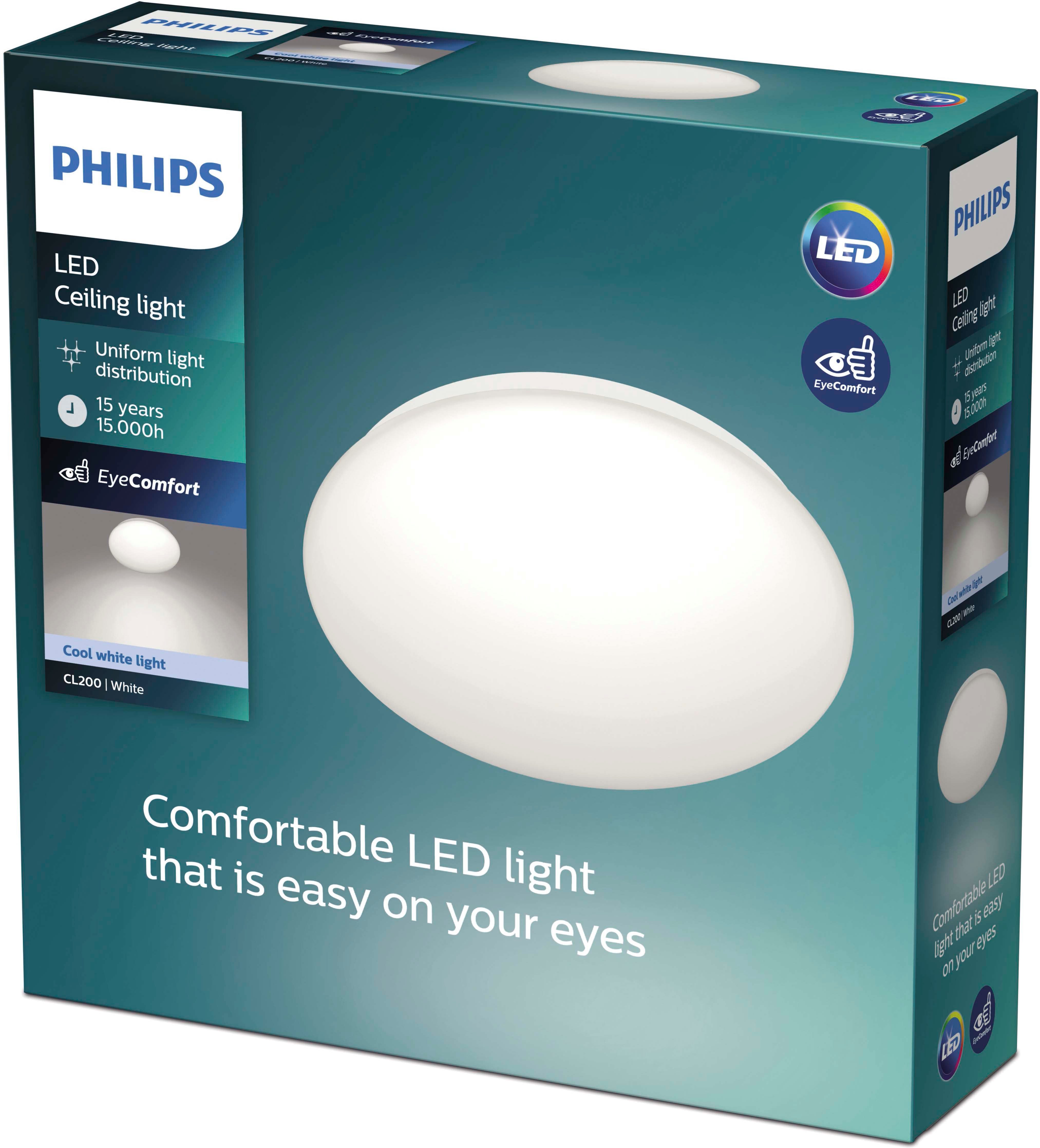 Philips LED Deckenleuchte Moire CL200 36W, 4000 Kelvin, 3800 Lumen, rund 49cm, weiss, LED fest integriert, Neutralweiß