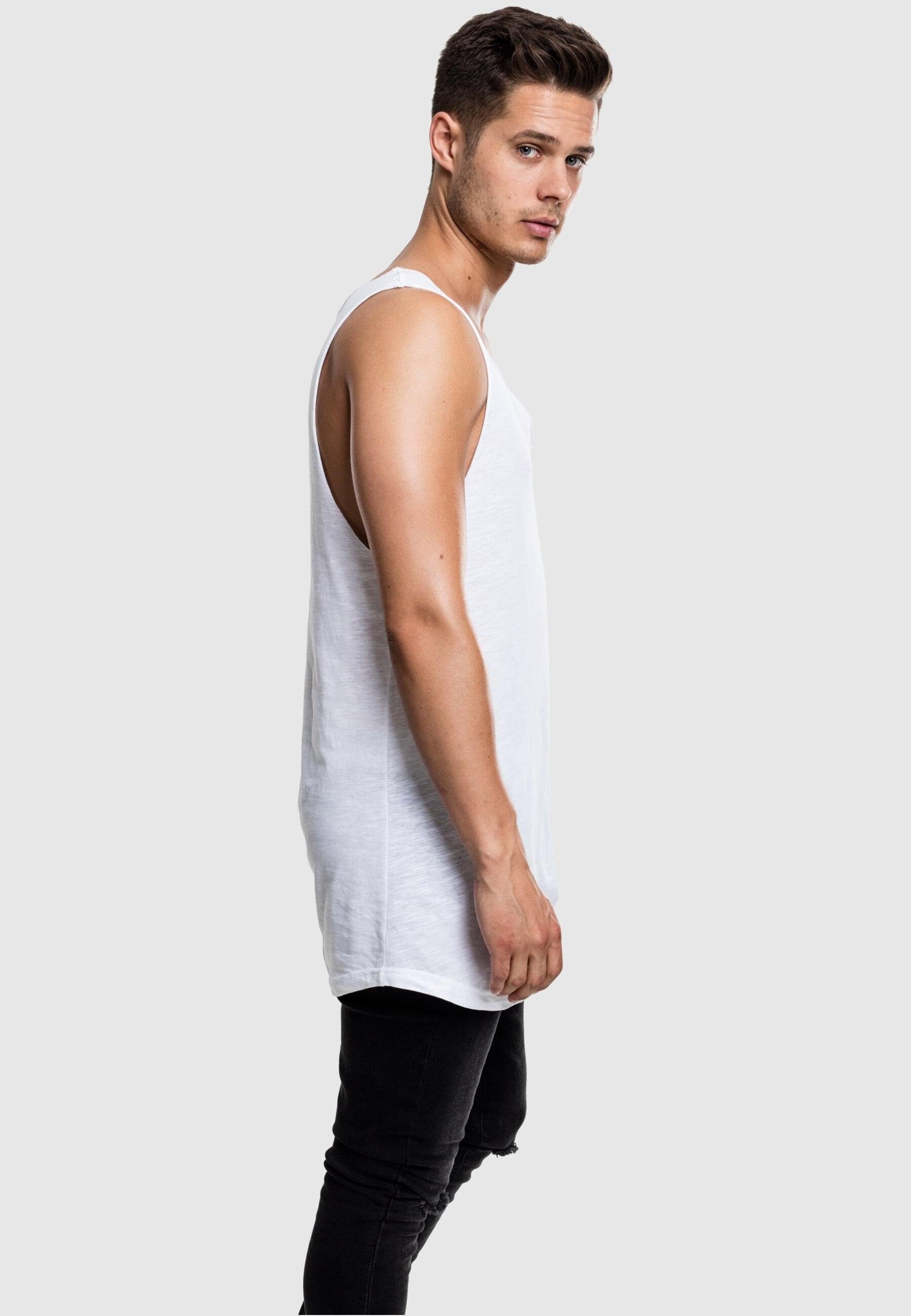 (1-tlg) white Herren URBAN Long Open Loose Tanktop Edge CLASSICS Shaped Tank