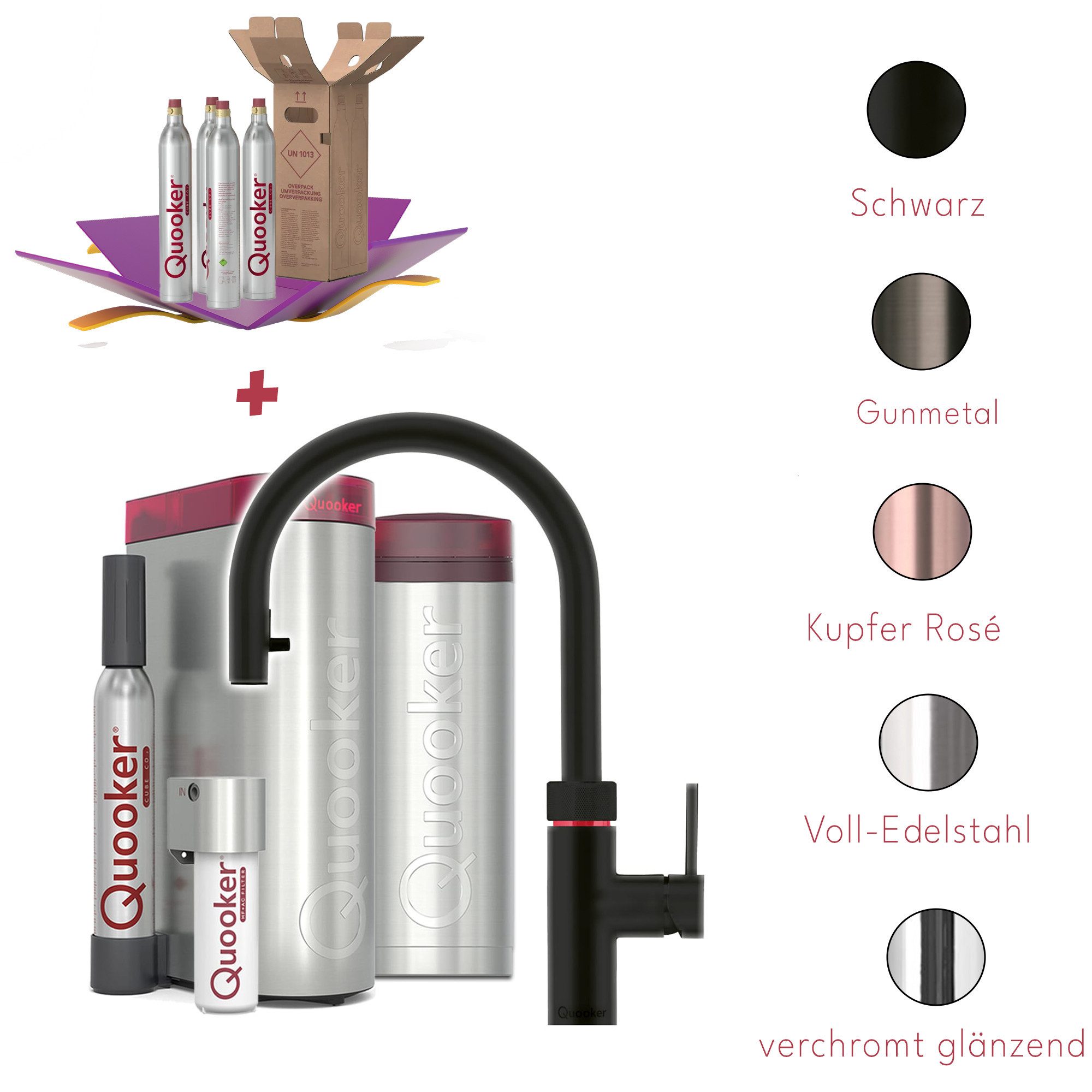 QUOOKER Küchenarmatur Quooker PRO3 & CUBE, Flex inkl. Cube-Filter (4x CO₂ gratis)