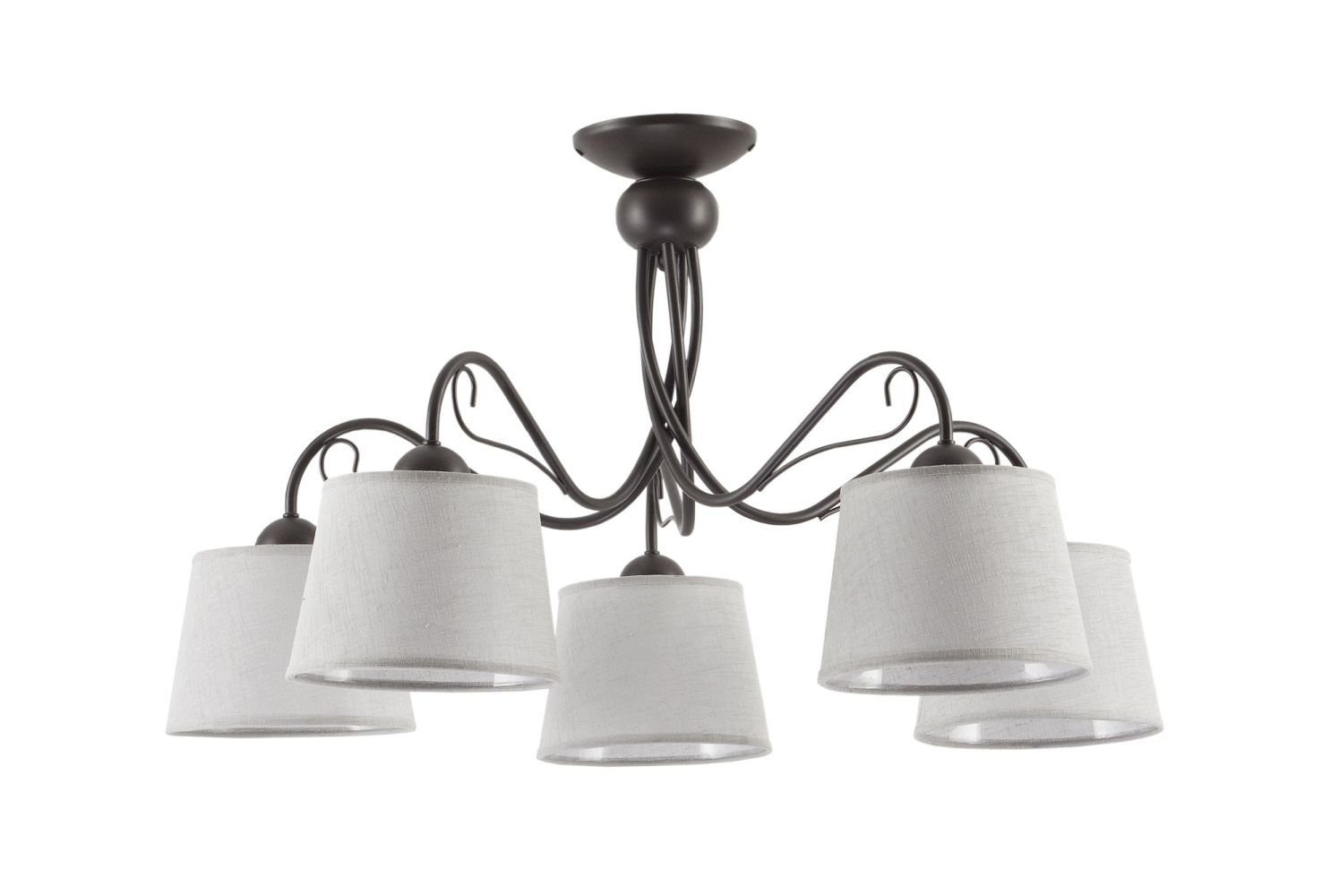 Licht-Erlebnisse Deckenleuchte LOCOLA, ohne Leuchtmittel, Deckenlampe Stoff Metall E27 Braun Grau wohnlich