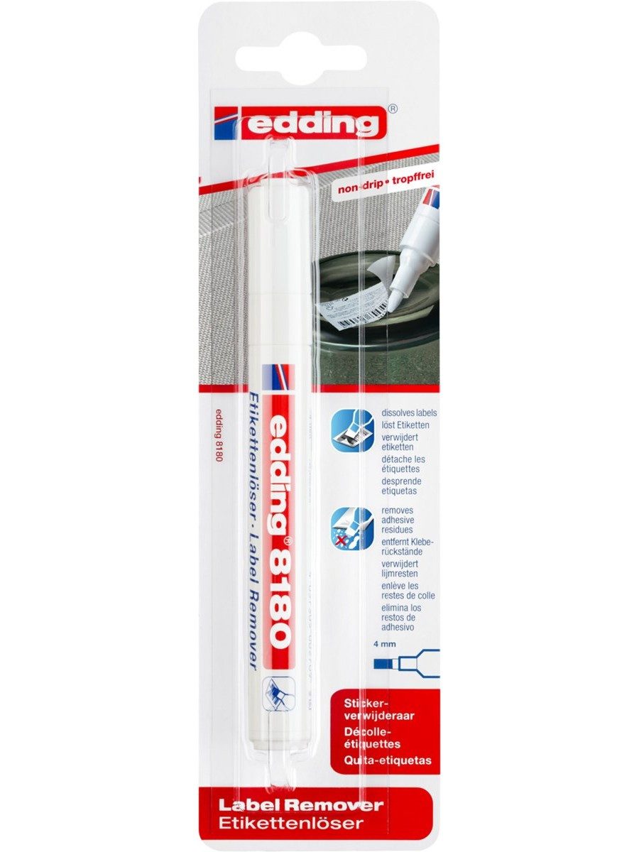 edding Marker Etikettenlöser Marker 8180 für Klebereste 4 mm, schmierfrei geruchslos aus nachwachsenden Rohstoffen