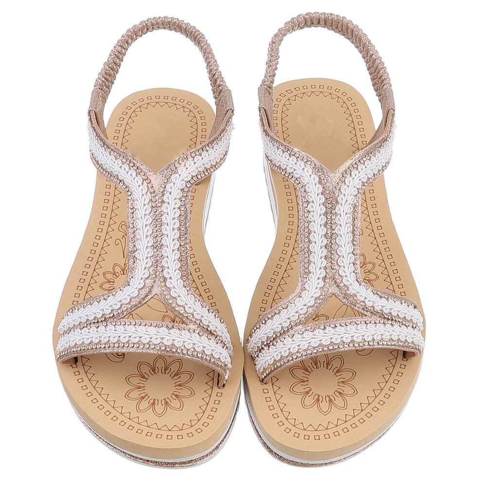 Ital-Design Bequeme Damen-Sandalen mit elegantem Design für den Sommer Riemchensandalette (89542530) Keilabsatz/Wedge Keilsandaletten in Beige